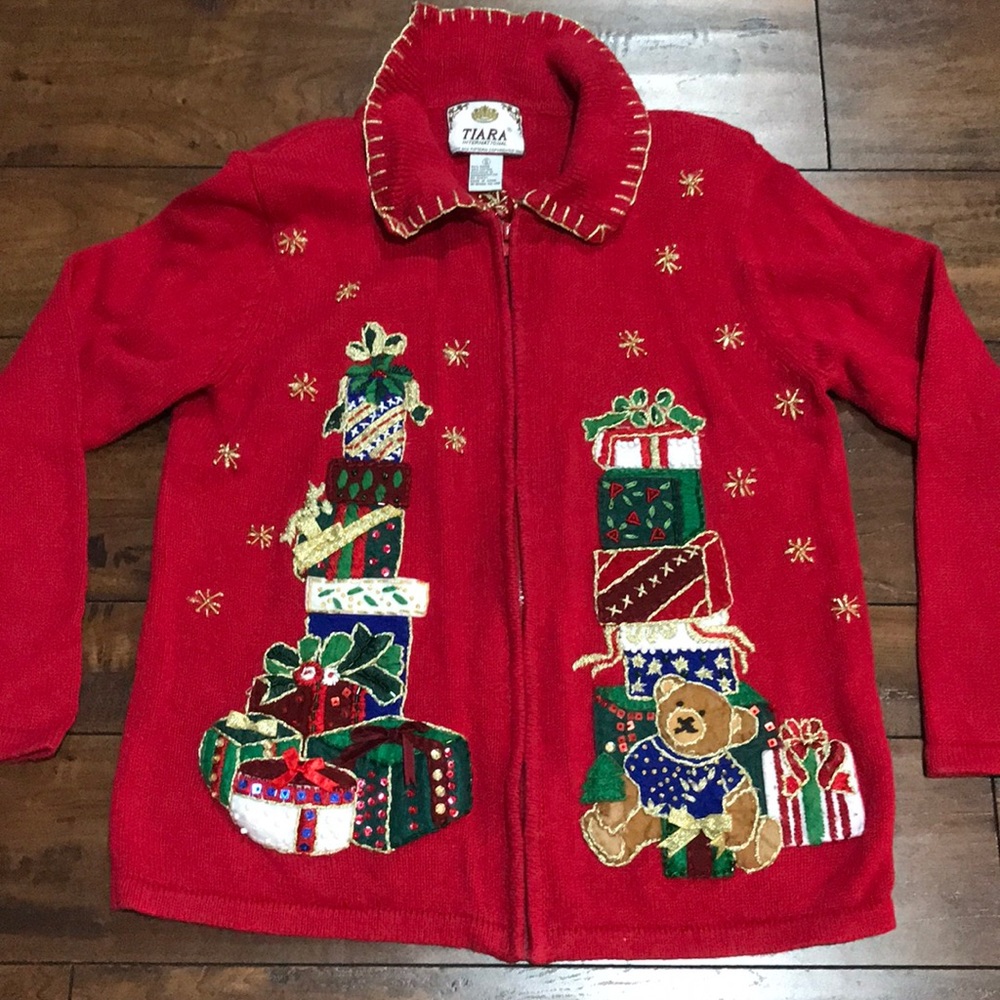 Vintage Beautiful Festive Christmas Holiday Cardigan Sweater